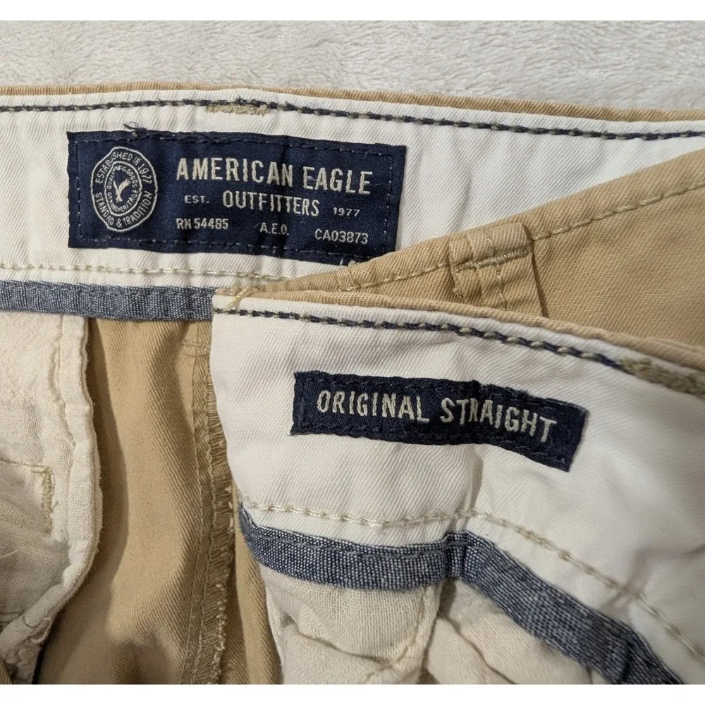 American Eagle Chino Pants Mens 30x32 Khaki Original Straight Casual‎ Preppy